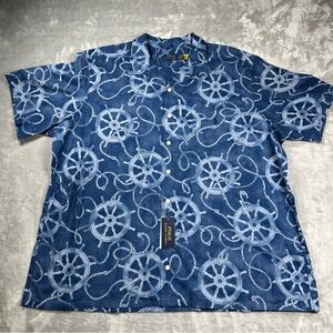 NWT Polo Ralph Lauren Maritime Ships Wheel Linen-Cotton Shirt Blue 3XB Big